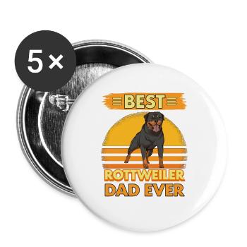 Rottweiler Best Rottweiler Dad Ever - Buttons groß 56 mm (5er Pack) - Weiß - Vorne