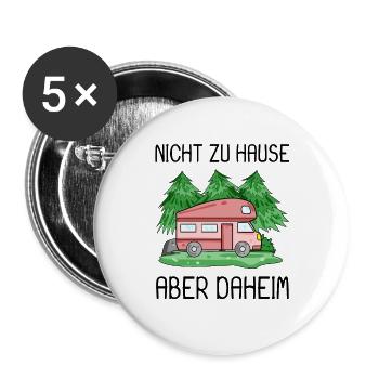 Camping Camper Wohnmobil Motiv Geschenk - Buttons groß 56 mm (5er Pack) - Weiß - Vorne