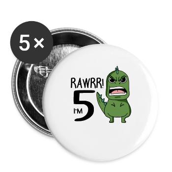 5e anniversaire - 5 ans - J’ai 5 ans - Lot de 5 grands badges (56 mm) - blanc - Devant