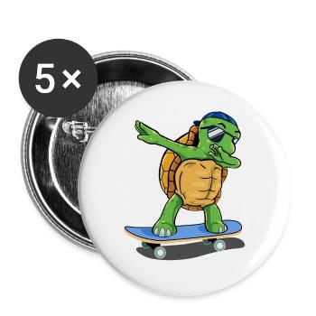 tortue skating tortue de mer skateboard - Lot de 5 grands badges (56 mm) - blanc - Devant