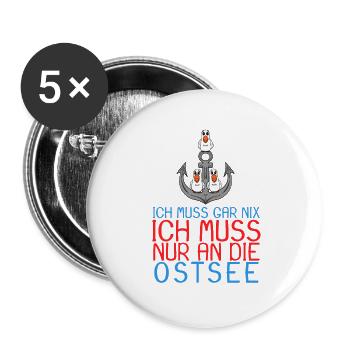 Ostsee Anker Möwe Geschenk - Buttons groß 56 mm (5er Pack) - Weiß - Vorne