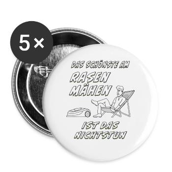 RASENROBOTER RASEN MÄHEN - Buttons groß 56 mm (5er Pack) - Weiß - Vorne
