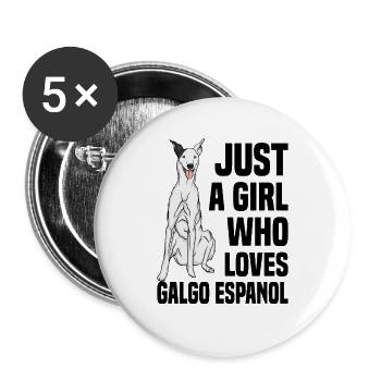 Galgo Espanol - Lot de 5 grands badges (56 mm) - blanc - Devant
