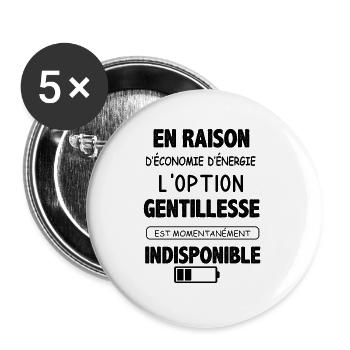 Option gentillesse momentanément indisponible - Lot de 5 grands badges (56 mm) - blanc - Devant