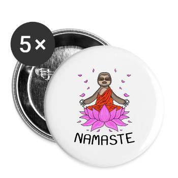 Yoga Namaste Sloth - Buttons large 2.2''/56 mm (5-pack) - white - Front