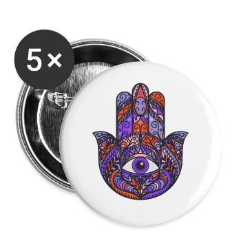 Lucky charm Khamsa hand of fatima or Myriam - Buttons large 2.2''/56 mm (5-pack) - white - Front
