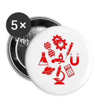 wissenschaften nerd Icons - Buttons groß 56 mm (5er Pack) - Weiß - Vorne