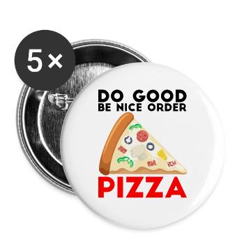 Pizza - Lot de 5 grands badges (56 mm) - blanc - Devant