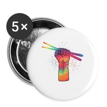 Drums Drummer Drummer Gift - Buttons large 2.2''/56 mm (5-pack) - white - Front