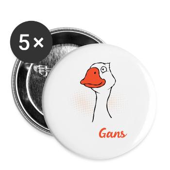 Gans - Buttons groß 56 mm (5er Pack) - Weiß - Vorne