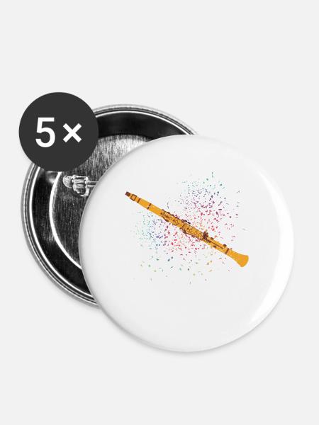 Klarinette - Buttons groß 56 mm (5er Pack) - Weiß