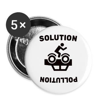 Bicycle Cycling - Solution - Pollution - Love - Buttons groß 56 mm (5er Pack) - Weiß - Vorne