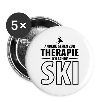 Ski SKifahren Skifahrer Skiurlaub - Buttons groß 56 mm (5er Pack) - Weiß - Vorne