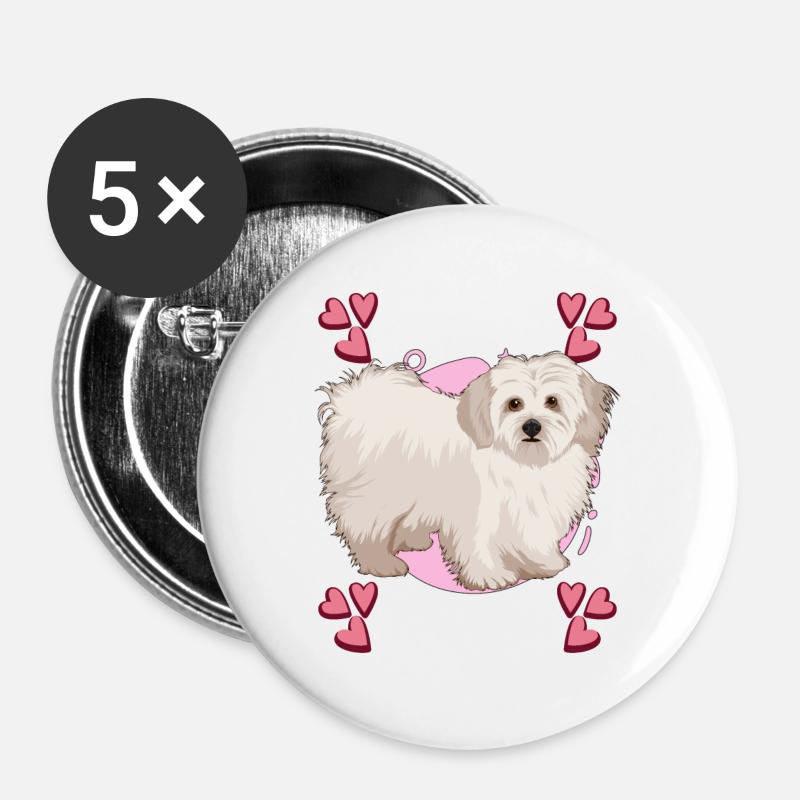 Malteser Heart Design - Buttons large 2.2''/56 mm (5-pack) - white