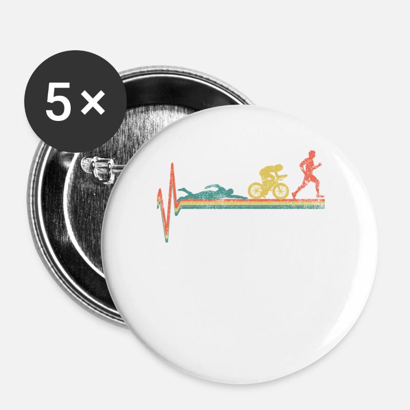Triathlon Triathlet Vintage - Buttons groß 56 mm (5er Pack) - Weiß