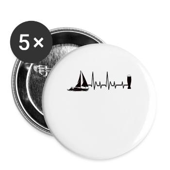 Sailing and beer - Buttons large 2.2''/56 mm (5-pack) - white - Front