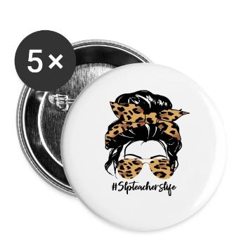 Leopard Bow Hair & Sunglasses - Buttons large 2.2''/56 mm (5-pack) - white - Front