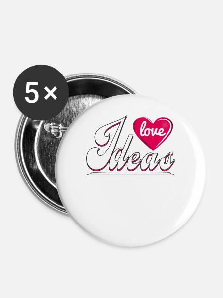 I LOVE IDEAS - Buttons groß 56 mm (5er Pack) - Weiß
