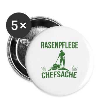 Gartenarbeit Rasenmähen Hobby Gärtner Geschenk - Buttons groß 56 mm (5er Pack) - Weiß - Vorne