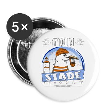 MÖWE MOIN STADE - Buttons groß 56 mm (5er Pack) - Weiß - Vorne