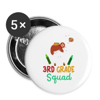 3. Klasse Lama Faultier Schulanfang - Buttons groß 56 mm (5er Pack) - Weiß - Vorne