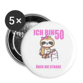 50 s’il vous plaît aidez-moi sur la route 50e anniversaire - Lot de 5 grands badges (56 mm) - blanc - Devant