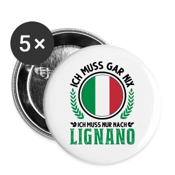 Lignano Italien Urlaub Reise Geschenk - Buttons groß 56 mm (5er Pack) - Weiß - Vorne