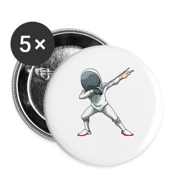Fencing Dabbing Dab Fencing - Buttons large 2.2''/56 mm (5-pack) - white - Front