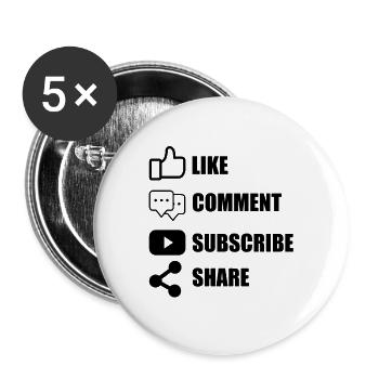Like Comment Subscribe Share - Buttons large 2.2''/56 mm (5-pack) - white - Front