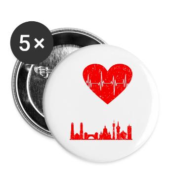 München - Buttons groß 56 mm (5er Pack) - Weiß - Vorne