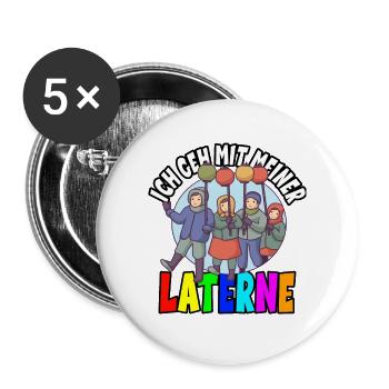 Laternenlauf Sankt Martin St Martin - Buttons groß 56 mm (5er Pack) - Weiß - Vorne