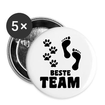 Zusammen mit Ihrem Hund sind Sie das beste Team * - Buttons groß 56 mm (5er Pack) - Weiß - Vorne