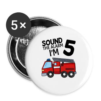 Fire Brigade T-Shirt 5th Birthday 5 Years Boy - Buttons large 2.2''/56 mm (5-pack) - white - Front