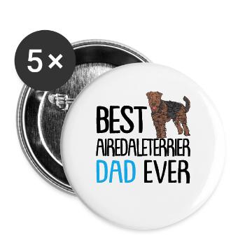 Airedale Terrier - Lot de 5 grands badges (56 mm) - blanc - Devant