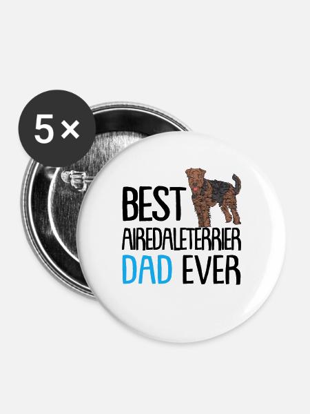 Airedale Terrier - Buttons groß 56 mm (5er Pack) - Weiß