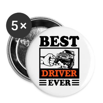 Jeep Fahrer Offroad Range Rover Geländewagen - Buttons groß 56 mm (5er Pack) - Weiß - Vorne