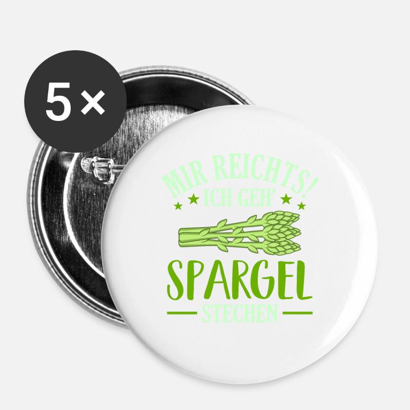 Spargel - Buttons groß 56 mm (5er Pack) - Weiß