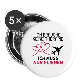 Flugzeug - Buttons groß 56 mm (5er Pack) - Weiß - Vorne