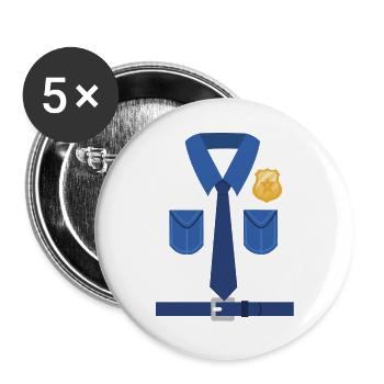 Polizei Geburtstag Halloween - Buttons groß 56 mm (5er Pack) - Weiß - Vorne