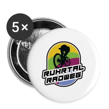 Ruhrtal-Radweg - Buttons groß 56 mm (5er Pack) - Weiß - Vorne