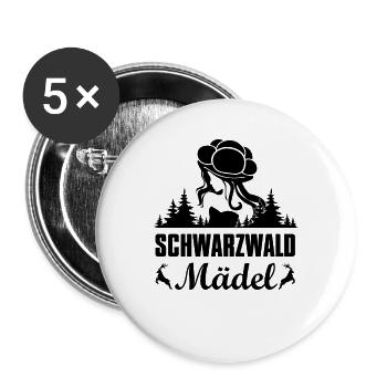 Wald Silhouette Geschenk Bollenhut Mädel - Buttons groß 56 mm (5er Pack) - Weiß - Vorne