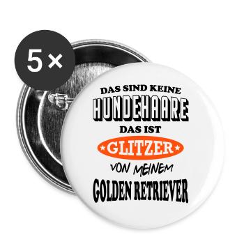 Hund Hundebesitzer Hundehaare Golden Retriever - Buttons groß 56 mm (5er Pack) - Weiß - Vorne