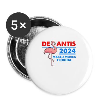 DeSantis 2024 Make America Florida Flamingo - Buttons groß 56 mm (5er Pack) - Weiß - Vorne