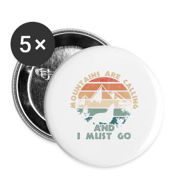 Mountains Are Calling Sunset - Buttons large 2.2''/56 mm (5-pack) - white - Front