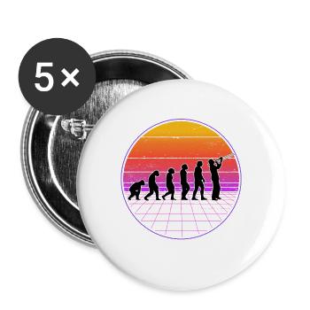 Posaune Evolution Vaporwave Posaunist Geschenk - Buttons groß 56 mm (5er Pack) - Weiß - Vorne