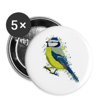 Blue Bird Bird Lover Birdwatcher - Buttons large 2.2''/56 mm (5-pack) - white - Front