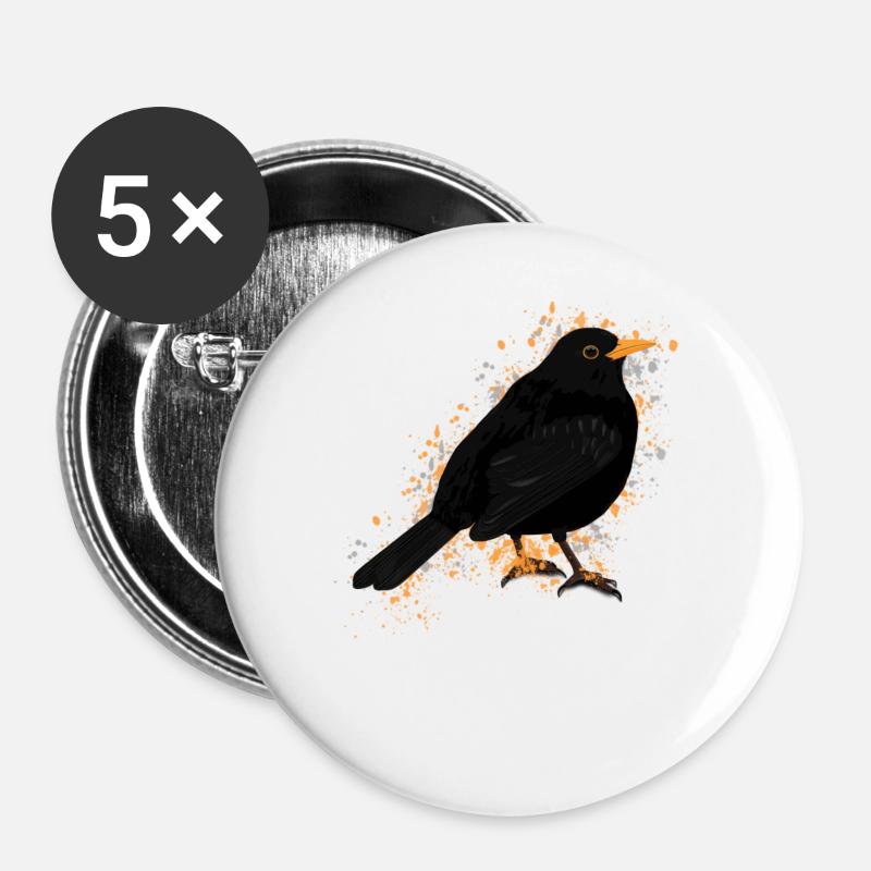 Blackbird Bird Bird Lover Birdwatcher - Buttons large 2.2''/56 mm (5-pack) - white