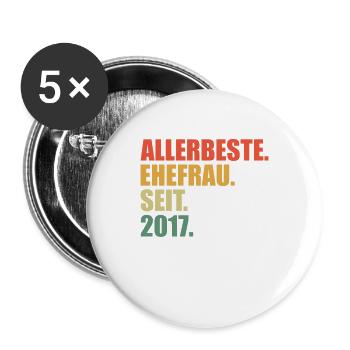 Beste Ehefrau seit 2017 4. Hochzeitstag - Buttons groß 56 mm (5er Pack) - Weiß - Vorne