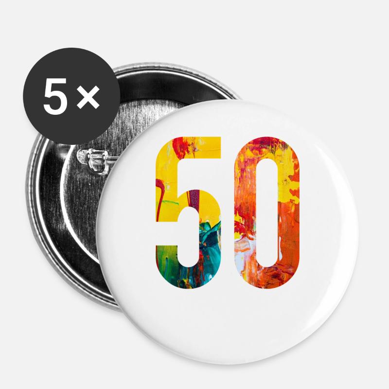 50th birthday - Buttons large 2.2''/56 mm (5-pack) - white
