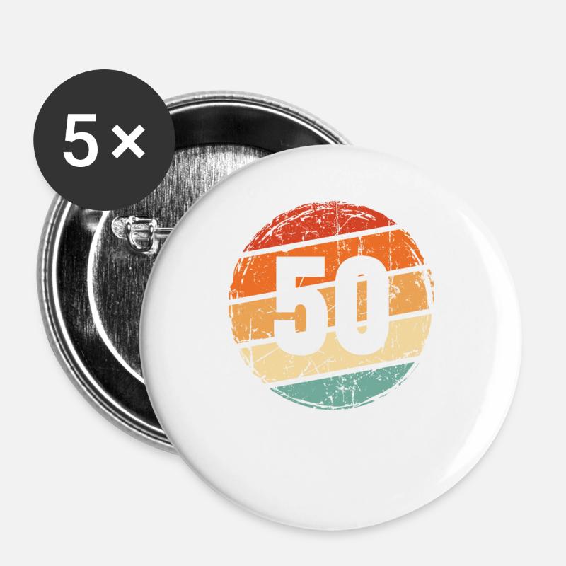 50th birthday - Buttons large 2.2''/56 mm (5-pack) - white